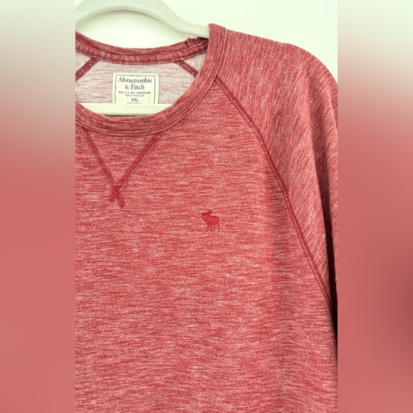 Abercrombie & Fitch Men's Size 2XL Long Sleeve T-Shirt Crew Neck Logo Red - Picture 4 of 7